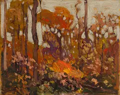 Autumn, Algonquin Park by Tom Thomson, 1914, oil on panel, sold May 2025