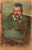 Männerporträt by Johannes Grützke, 1981, Pastellkreide, Kreide und Kohle auf bräunlichem Papier, sold Jun 2018
