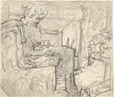 Madame Hessel in ihrem Salon by Édouard Vuillard, 1893, Bleistift auf Papier, sold Nov 2019