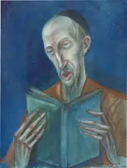 Lesender Rabbi by Magnus Zeller, 1920, Aquarell und Tusche auf Velin, sold Jun 2019
