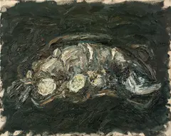 Fisch in Tonform II by Ralph Fleck, 1983, Öl auf Leinwand, sold Jun 2019