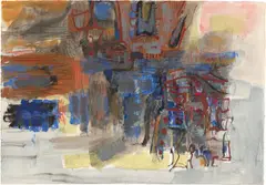 Ohne Titel by Conrad Westpfahl, 1971, Tempera, Dispersionsfarbe, Wachskreide, Lack, Öl und Bleistift auf Velin, sold Nov 2019