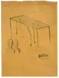 Ohne Titel (Hotel) by Rosemarie Trockel, 1986, Bleistift und Tusche auf bräunlichem Papier, sold Jun 2019