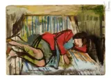 Femme assoupie by Nathan Grunsweigh, Huile sur panneau, sold Nov 2022