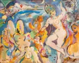 Les baigneuses by Ludwig Klimek, Huile sur toile, sold Nov 2022