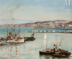 Le port d’Alger by Simon Mondzain, Huile sur toile, sold Nov 2022