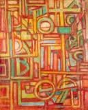 Composition, circa 1948 by Marie Raymond, Huile sur toile, sold Nov 2022