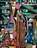 Composition by André Lanskoy, Gouache et collage sur papier, sold Nov 2022