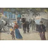 Paris, sur les boulevards by Louis Hayet, circa 1892, Huile sur papier fixé sur panneau, sold Jun 2017