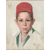 Portrait de Lokbi by Emile Deckers, 1944, Huile sur bois, sold Jun 2017