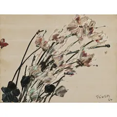 Fleures by Thanos Tsingos, 1962, Huile sur toile, sold May 2017