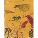 Fumeur cycliste by Alecos Fassianos, Huile sur toile, sold May 2017