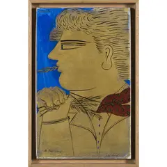 Eté doré by Alecos Fassianos, Huile sur toile contrecollé sur toile, sold May 2017
