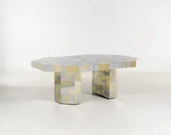 Série Cityscape by Paul Evans, Acier chromé, laiton et bois, sold Apr 2017