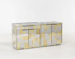 Série Cityscape - PE 200 by Paul Evans, Acier chromé, laiton et bois, sold Apr 2017