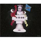 Roi Kuba satellite by Monsengo Shula, 2016, Acrylique et technique mixte sur toile, sold Apr 2017