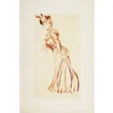 Madame Chéruit en pied, de profi - circa 1900 by Paul César Helleu, Pointe sèche en sangine, signée au crayon et, sold Apr 2017