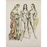 Les trois grâces - 1960 by Léonard Tsuguharo Foujita, Lithographie en couleurs, signée au stylo bille et, sold Apr 2017