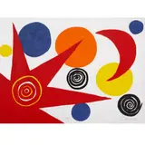 Soleil rouge et ballons multicolores - circa 1970 by Alexander Calder, Lithographie en couleurs sur Japon nacré,, sold Apr 2017