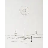 Baleine, soleil, bateau, homme debout - 1961 by Alberto Giacometti, Lithographie en noir, sur Japon nacré, signée, sold Apr 2017