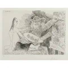 4 octobre 1968 I by Pablo Picasso, Eau-forte et ponte sèche en noir, signée et, sold Apr 2017