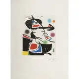 Les Montagnards III -1975 by Joan Miró, Eau-forte et aquatinte en couleurs, signée du, sold Apr 2017