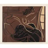 Deux femmes au réveil - 1959 by Pablo Picasso, Linogravure en couleurs, signée et justifie, sold Apr 2017