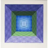 Sphères en relief sur fond argenté - circa 1980 by Victor Vasarely, Sérigraphie en couleurs, signée et numérotée, sold Apr 2017