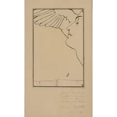 Une tête ailée by Fernand Khnopf, 1911, Encre sur papier, sold Mar 2017