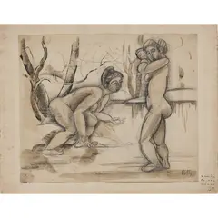 Sans titre (Baigneuses) by Alfréd Réth, circa 1909, Crayon et encre sur papier, sold Mar 2017