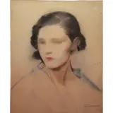 Etude de portrait de femme by Giorgos Gounaropoulos, Pastel, sold Mar 2017
