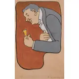 LA LAVEUSE OU FEMME AU SAVON. by Léo Jo, gouache sur papier non signé, 72 x 35 cm, sold Mar 2017