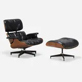 670 lounge chair and 671 ottoman by Charles and Ray Eames, rosewood, leather, enameled and brushed aluminum, sold May 2023