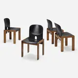 Chairs model 121, set of four by Afra & Tobia Scarpa, 1965, elm, leather, sold May 2023