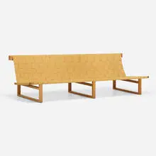 Sofa by Modern, c. 1950, beech, canvas, sold May 2023