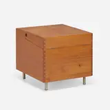 Cube bar by Hans J. Wegner, c. 1960, teak, brushed steel, sold May 2023