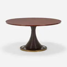Table, model 180 by Carlo de Carli, c. 1960, walnut, stained and laminated plywood, gilt metal, sold May 2023