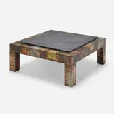 Patchwork coffee table by Paul Evans, c. 1968, patinated pewter, copper and bronze, slate, sold May 2023