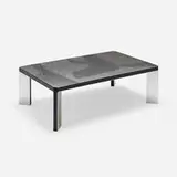Coffee table by Heinz Lilienthal, c. 1970, acid-etched aluminum, lacquered wood, sold May 2023