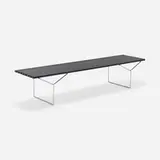 Slat bench by Harry Bertoia, c. 1990, lacquered wood, chrome-plated steel, sold May 2023