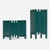 Umbrella stand and wastepaper basket by Ettore Sottsass, 1958, lacquered wood, sold May 2023