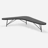 Coffee table by attribution Luther Conover, c. 1950, lacquered wood, enameled steel, brass, sold May 2023