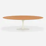 Tulip dining table, model 175W by Eero Saarinen, mahogany, enameled aluminum, sold May 2023