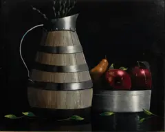 Pitcher with Fruit by Thomas Kerry, Oil on Board, offered Feb 2018