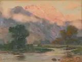 Pikes Peak at Sunrise Near Manitou Colo by Charles Partridge Adams, Watercolor, offered Sep 2017