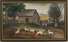 Ozark Fox Hounds by Ida O'Keeffe, Oil on Canvas, offered Sep 2017
