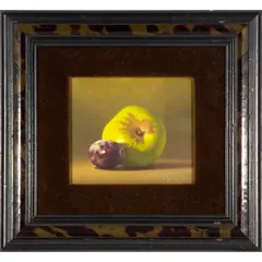 Apple and Plum by Gerald Stinski, Oil on board, offered May 2023