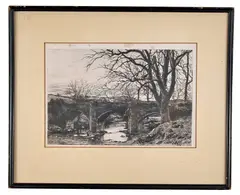 Chagford Bridge by Richard Samuel Chattock, 1882, Etching, offered Jun 2021