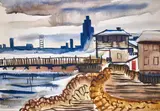 Providence River by Armando Ric Cinami, Watercolor on paper. 1954, offered Apr 2021