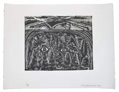 Woodblock. 1986. Edition 40 by Richard Mock, Pencil, offered Apr 2021